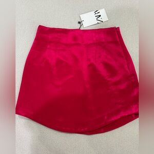 NWT ZARA Hot Pink Fuchsia Satin Effect Mini Skirt Size XS